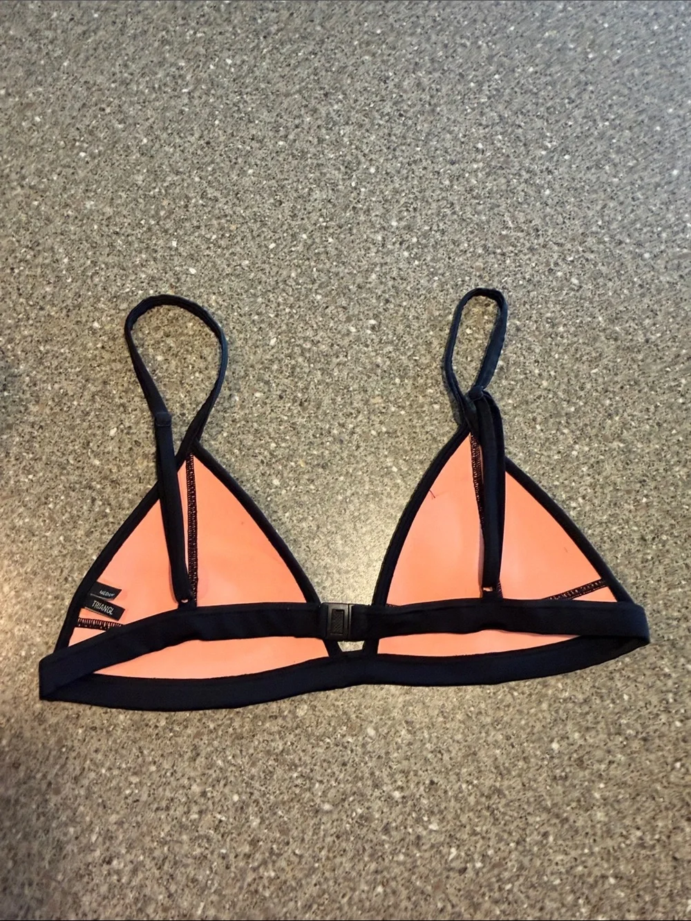 triangl swimwear Mint Green and Coral Triangle Bikini Top with Black Trim